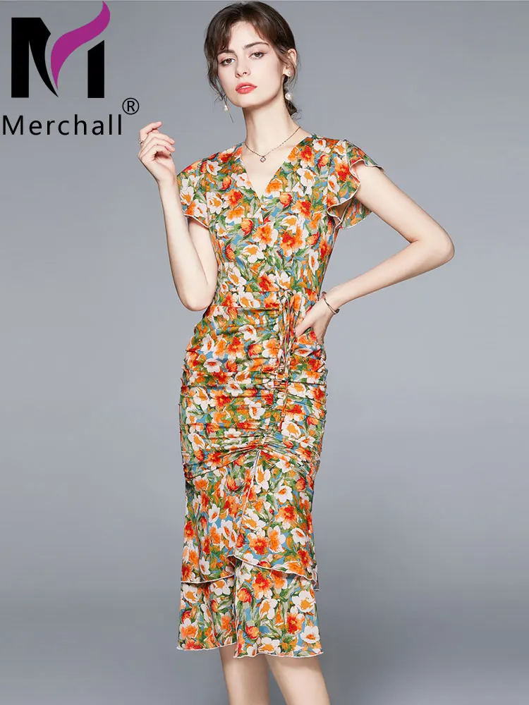 

Женское вечернее платье с V-образным вырезом, коротким рукавом и цветочным принтом