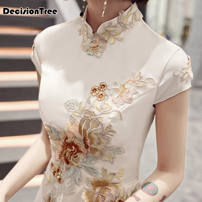 Китайское платье для свадебной вечеринки cheongsam Восточный вечерний китайский стиль женское элегантное платье с вышивкой qipao vestido