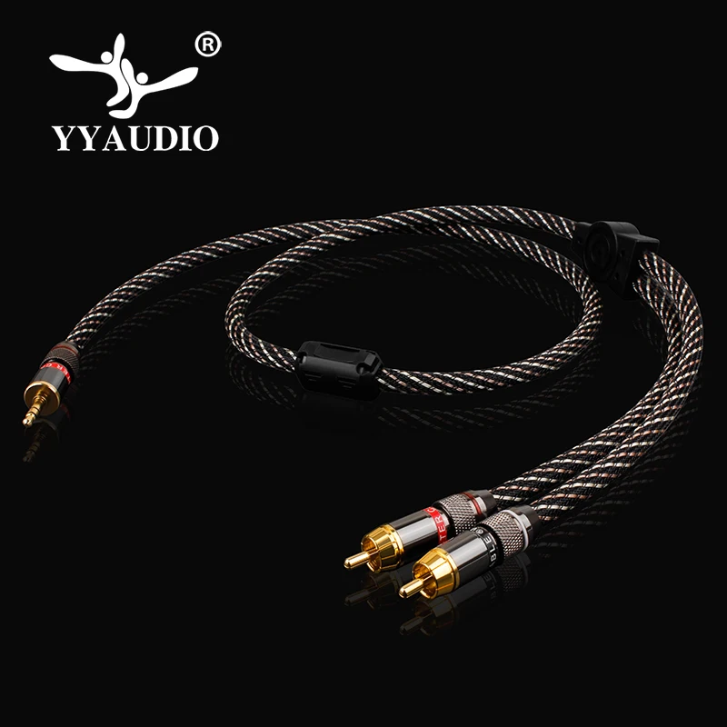 Hi-Fi AUX 3 5 мм в 2 RCA аудио сплиттер кабель штекер-штекер 2RCA динамик 1 м оплетке MP3 |