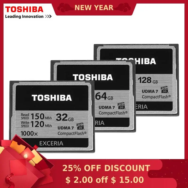 TOSHIBA 32 Гб 64 128 ГБ CF карта профессиональная компактная флеш высокая скорость 150