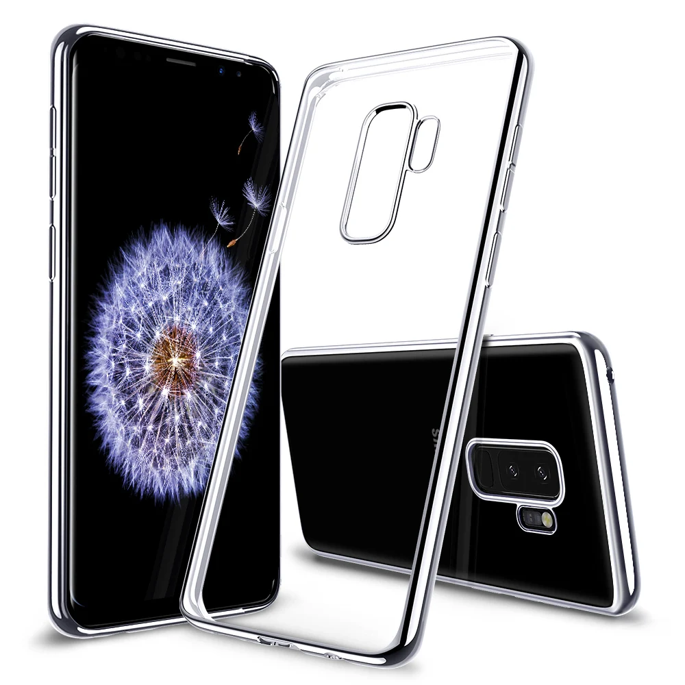 Чехол для samsung Galaxy S9, S9 Plus, ESR, прозрачный, мягкий, TPU, покрытие, рамка, яркий, глянцевый, металлический, цветной, бампер, задняя крышка, Fundas - Цвет: Серебристый