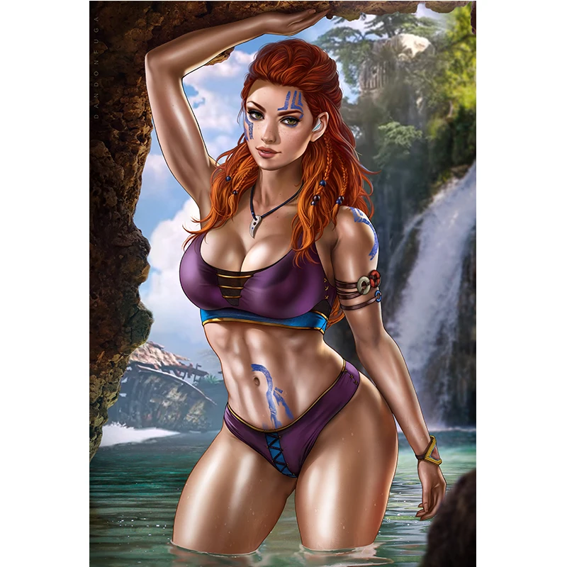 

Sexy Ethnic Blue Tattoo Woman Canvas Paintings Custom Print Video Game Comics Movie Anime Fan Art Posters Wall Pictures for Room
