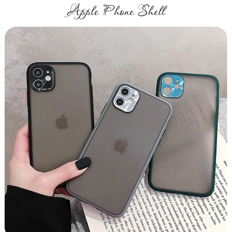 Матовый металлический защитный чехол для телефона с камерой iPhone 11 Pro XS Max SE 2 XR 7 8 Plus