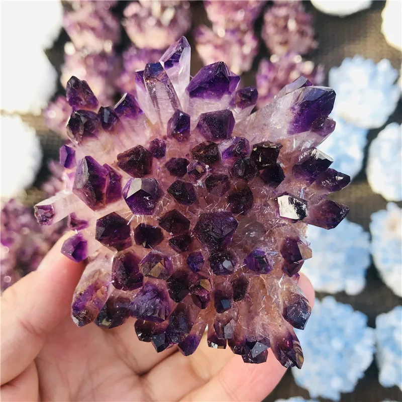 

350-400g Rare natural purple crystal cluster mineral specimen wedding decoration Reiki healing specimen home decoration