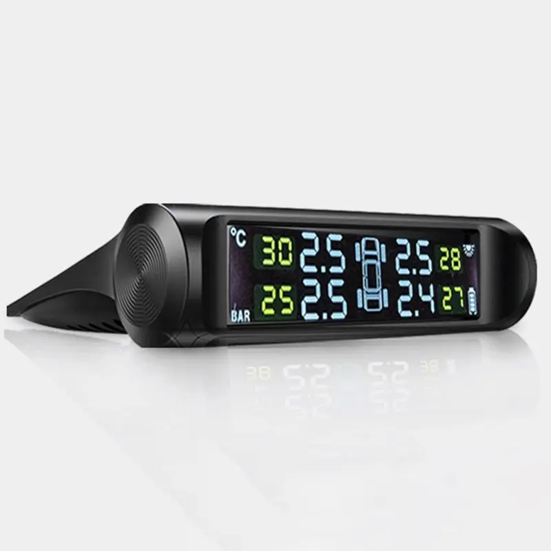 Солнечная Беспроводная TPMS автомобильная система контроля давления в шинах w/4 Внутренний датчик
