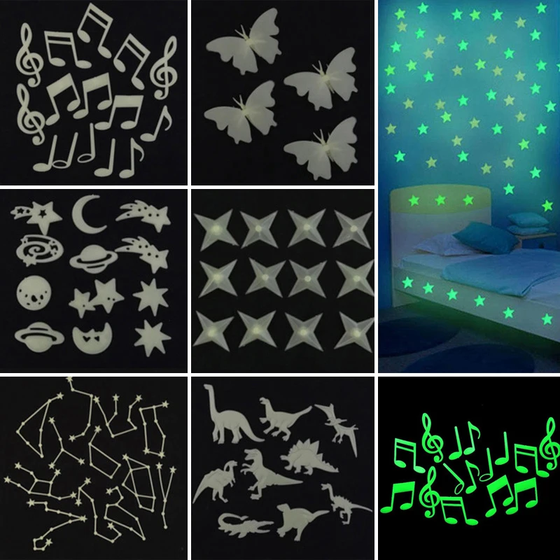 

9Pcs / Set 3D Creative PVC Luminous Dinosaurs Wall Stickers Glow In The Dark Decorative Dinosaurs For Kids Room Baby Removable