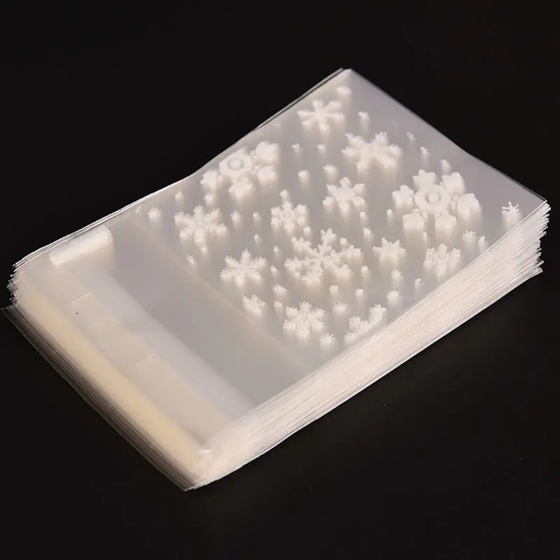 

100Pcs Mini Transparent Candy Cookie Gift Bag Scrub Flat Pocket Snowflake Diy Gift Packaging Bags Plastic Stationery Holder
