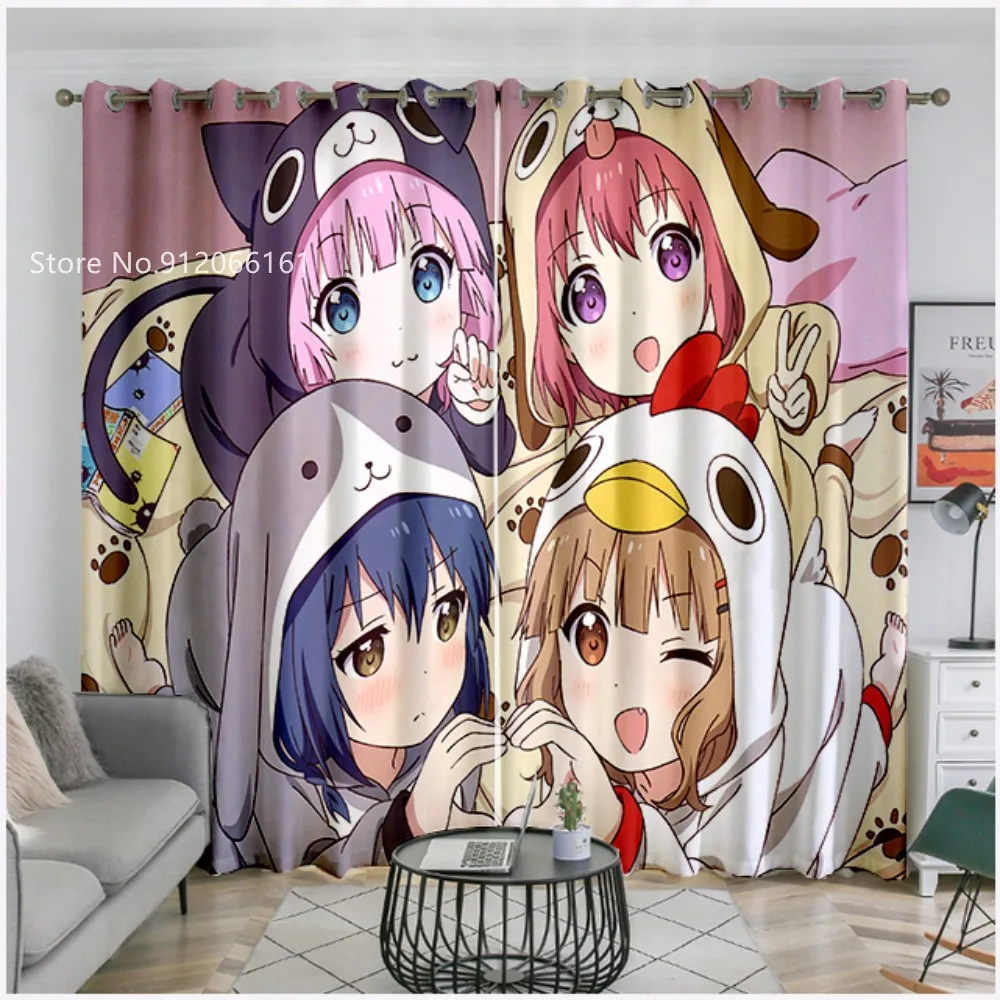 Художественная занавеска на окна yulu Yuri с 3D принтом кавайное аниме для девочек