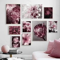 peony rose flower wall art canvas painting nordic plants and flowers posters wall print pictures for living room salon decor