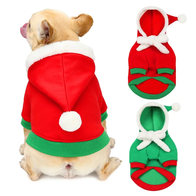 

Рождественское пальто с капюшоном для домашних питомцев, одежда для собак с принтом снеговика, теплые костюмы для маленьких и средних собак...