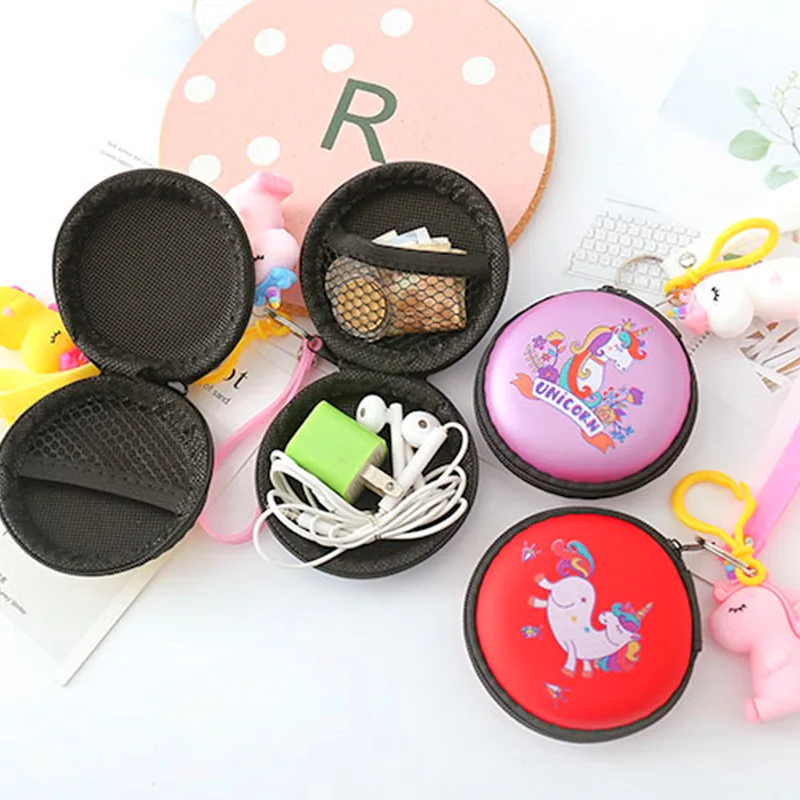 Милый кошелек с подвеской в виде единорога для монет круглым рисунком из