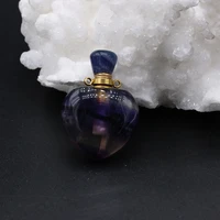 charms natural fluorites perfume bottle pendant heart shape natural stone essential oil diffuser pendant for jewerly necklace
