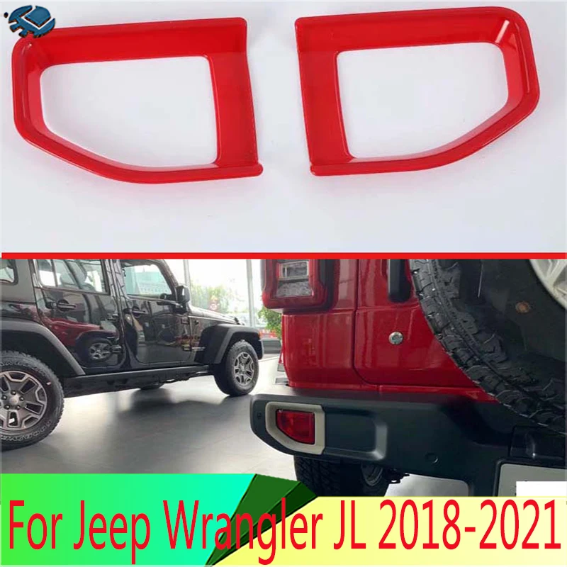 

For Jeep Wrangler JL 2018-2021 ABS Chrome Rear Fog Light Red Lamp Cover Trim Molding Bezel Garnish Sticker