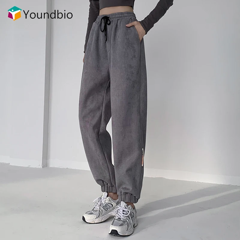 

Cotton Baggy Pants Women Joggers Gray High Waist Oversize Sweatpants 2021 Streetwear Loose Trousers Ladies Autumn Sports Pants