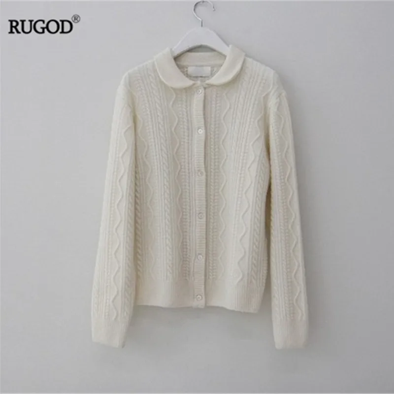 RUGOD 2019 Новый женский Тонкий Конопляный вязаный кардиган милый отложной воротник