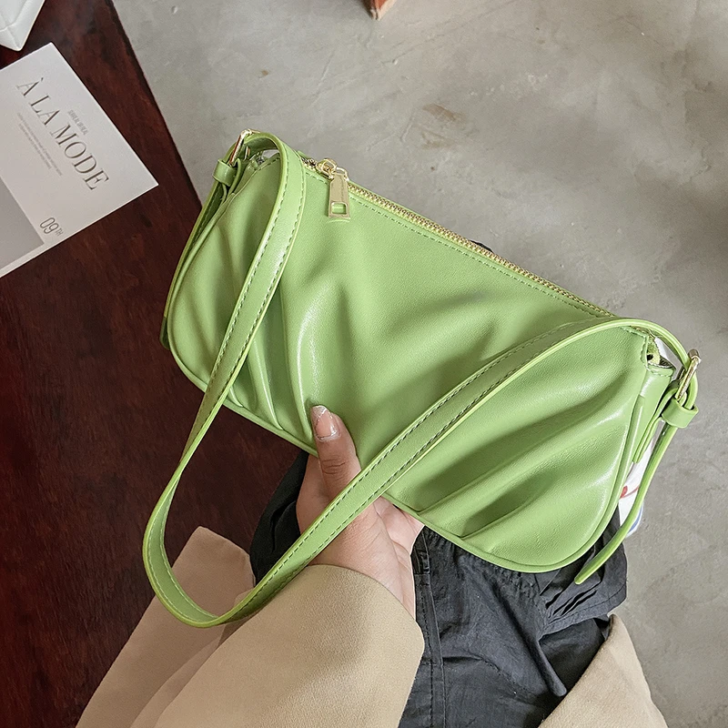 

Модная складная сумка на плечо, повседневная дамская сумочка, кошелек сплошного цвета для подмышек, летняя новая женская сумка для телефона