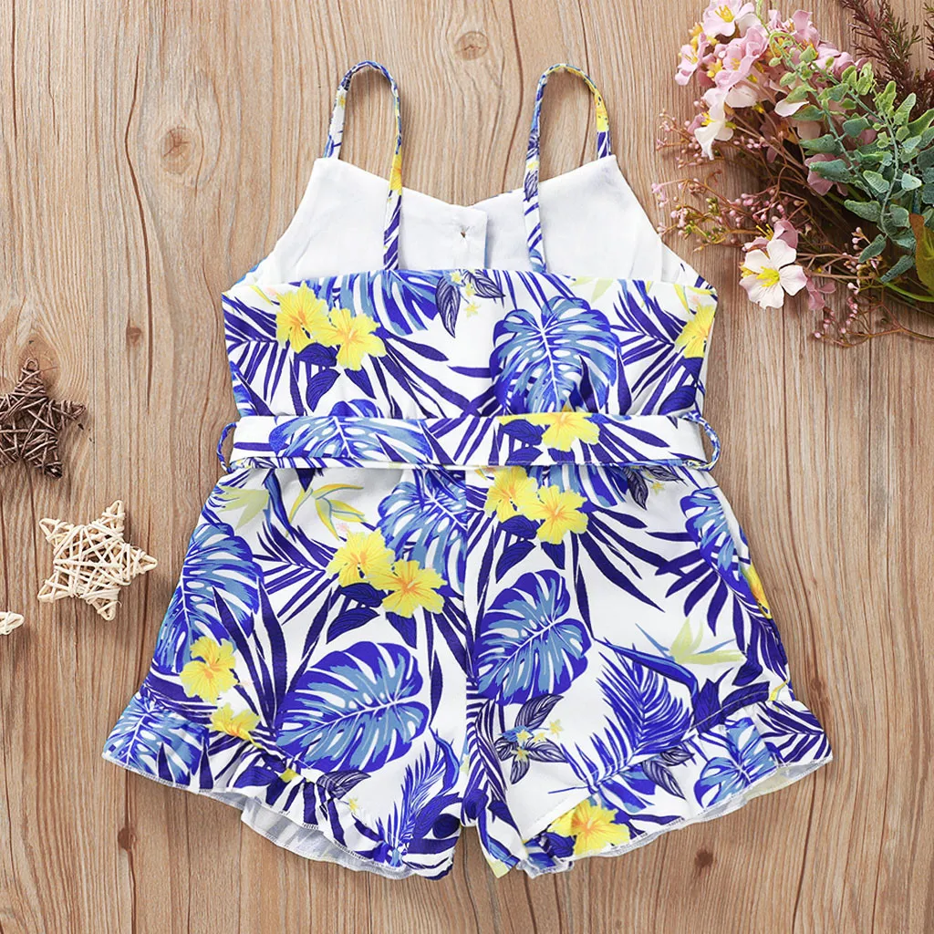 Для малышей для маленьких девочек с цветами принтом Комбинезон костюм подвижных