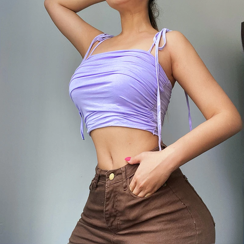 

Gothic Womens Tube Top Camisole 2021 Summer Clothes For Women Halter Bandage Crop Tops Female Black Sexy Cami Tank Top