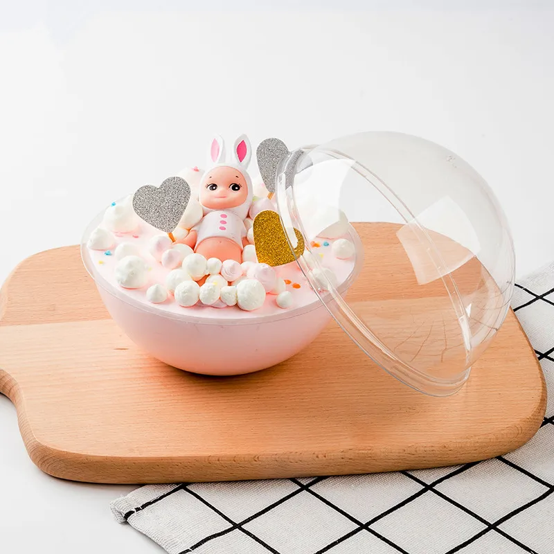 

50pcs High quality baking packaging box cake pastry favors boxes transparent dessert salad plastic ball with protable paper box