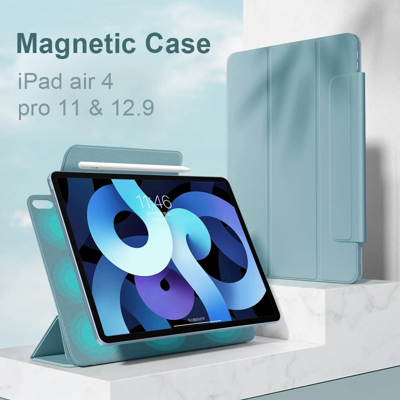 

Чехол для iPad Air 4, 10,9 дюйма, версия 2020, защитные Магнитные Смарт-Чехлы, Чехол для iPad Pro 11 2021 2018 с держателем для карандашей