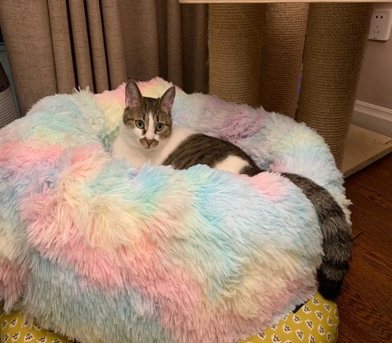 Круглая кровать для домашних собак Питомник кошек теплый диван корзина больших