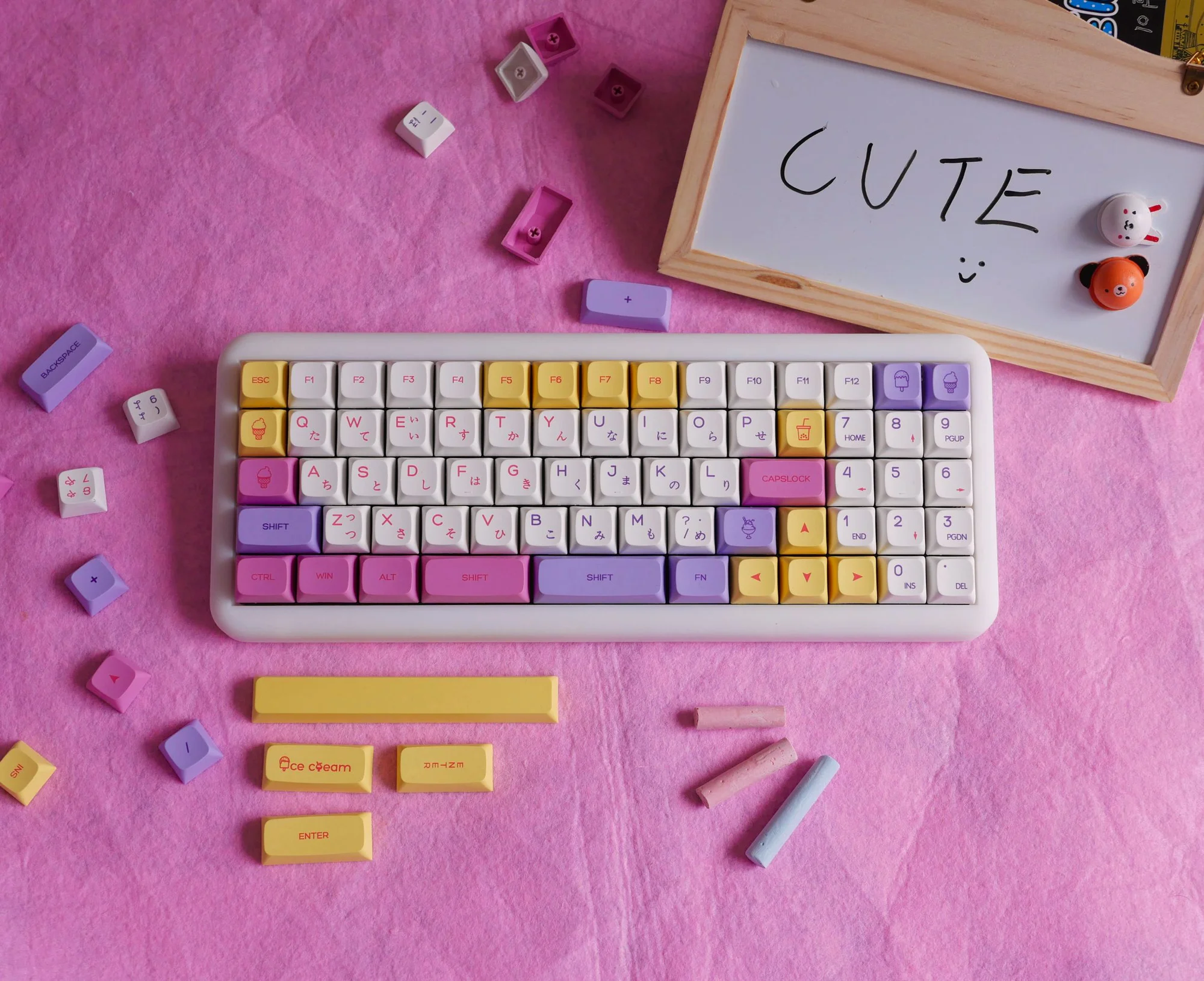 

145 Keys/set Ice Cream Key Caps For MX Switch Mechanical Keyboard PBT Dye Subbed Keycap XDA Profile