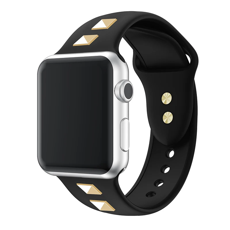 Мягкий силиконовый спортивный ремешок для Apple Watch 5 4 3 2 1 38 мм 42 мм ремешки резиновый ремешок для часов Iwatch series 4 5 40 мм 44 мм - Цвет ремешка: Black