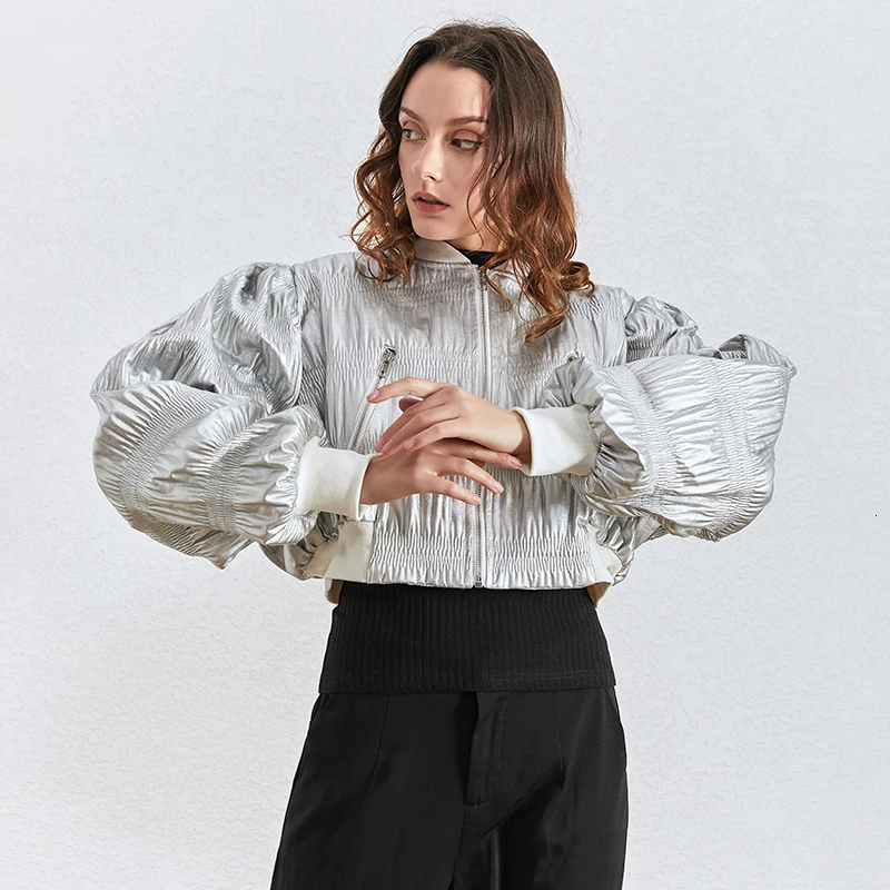 TWOTWINSTYLE повседневные популярные цветные куртки с рюшами женские короткие пальто