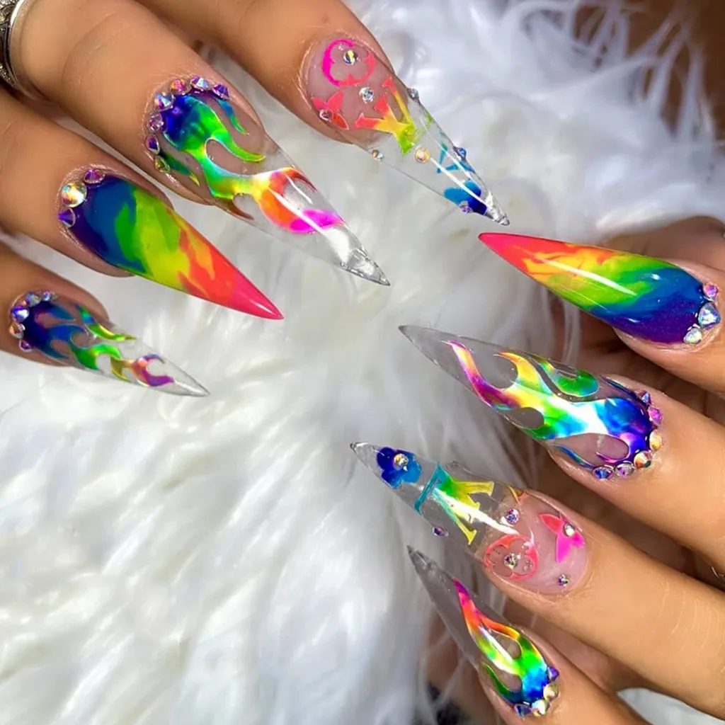 Наклейки для дизайна ногтей 16 шт. лента с отражением пламени клейкая пленка