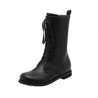 Большие размеры 11, 12, 13, 14, 15, 16, женские ботинки до середины голени на плоской подошве со шнуровкой модные повседневные теплые флисовые Ботинки Martin