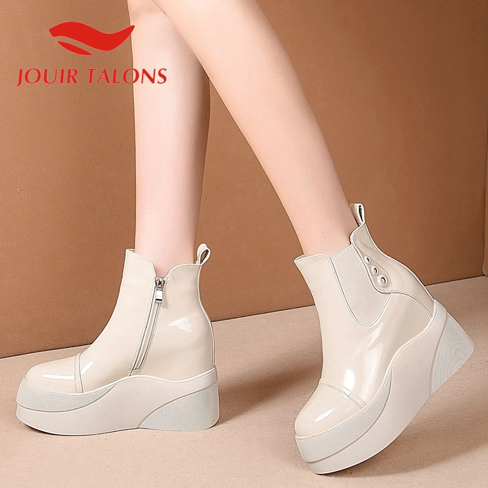 

Женские сапоги из свиной кожи, с круглым носком, без застежек