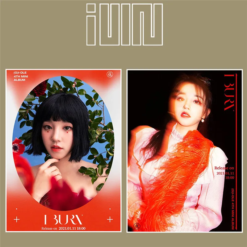 KPOP (G)I-DLE постер SOOJIN MINNIE YUQ SHUHUA MIYEON SOYEON Mini Series 4 I Burn периферийное фото самоклеящееся