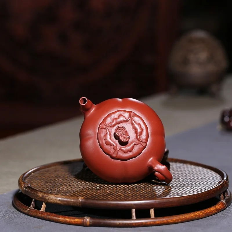 Yixing Famous Full Manual Dark-red Enameled Pottery Teapot Raw Ore Bright Red Robes And Persimmon Competitive Products Flower | Дом и сад