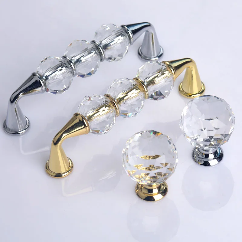 96 мм модная Роскошная прозрачная Хрустальная ручка для винного шкафа кухонного