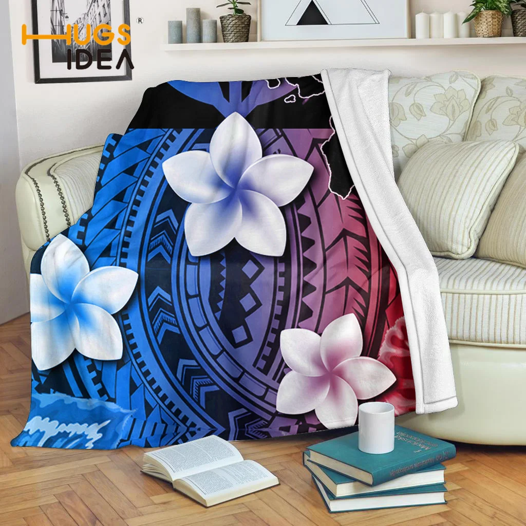 

HUGSIDEA 2021 Hot Selling Travel Bedding Throws For Females Beautiful Polynesian Flower Printing Good Quality Bedding Throws