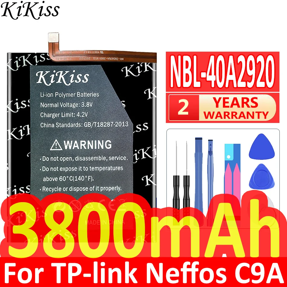 

3800mAh KiKiss Powerful Battery for TP-link Neffos C9A TP706A TP706C NBL-40A2920 NEW Mobile Phone Replacement Batteries