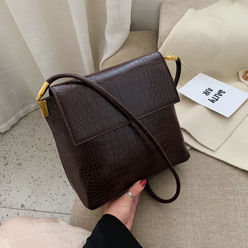 Простая сумка на плечо Ретро из крокодиловой кожи роскошная кожаная сумки