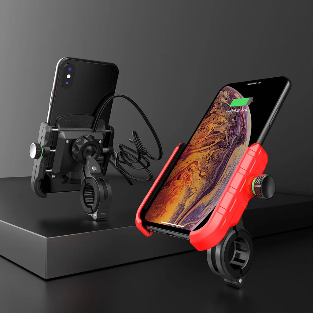 

Waterproof Motorbike 360 Degree Motorcycle Handlebar Mirror Cell Phone Mount Holder with QC 3.0 USB Charger for Smartphone