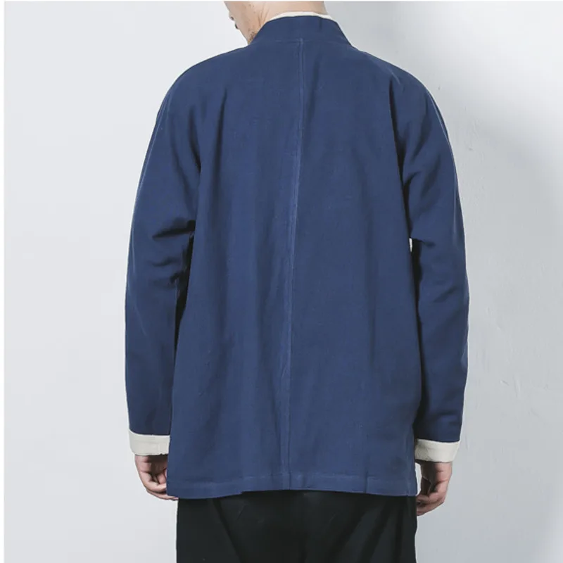 

IEFB Chinese Style Tang Suit Large Size Jacket With Cardigan Casual Tops Men's Tea Dress 2021 Spring Summer Taoist Robe 9Y6026