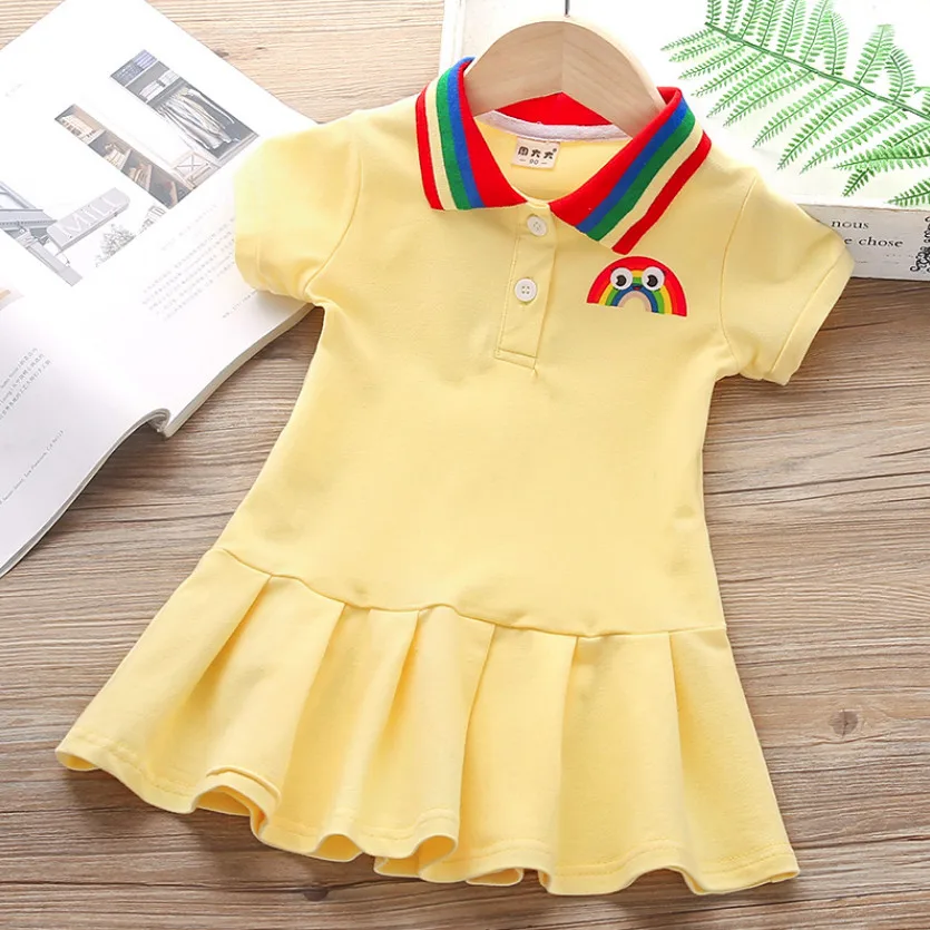 Теннисное платье для девочек с отложным воротником в складку | Детская одежда и