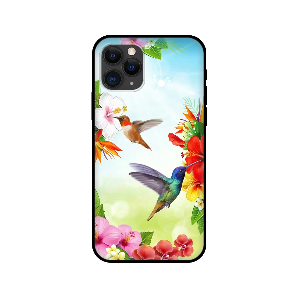 black tpu case for iphone 5 5s se 2020 6 6s 7 8 plus x 10 xr xs 11 12 mini pro max back cover pretty hummingbird free global shipping