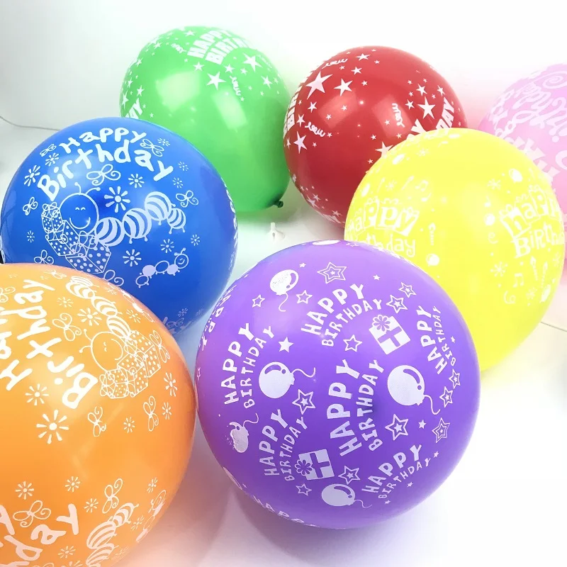 10 шт./лот 12 дюймовые латексные воздушные шары с надписью на день рождения