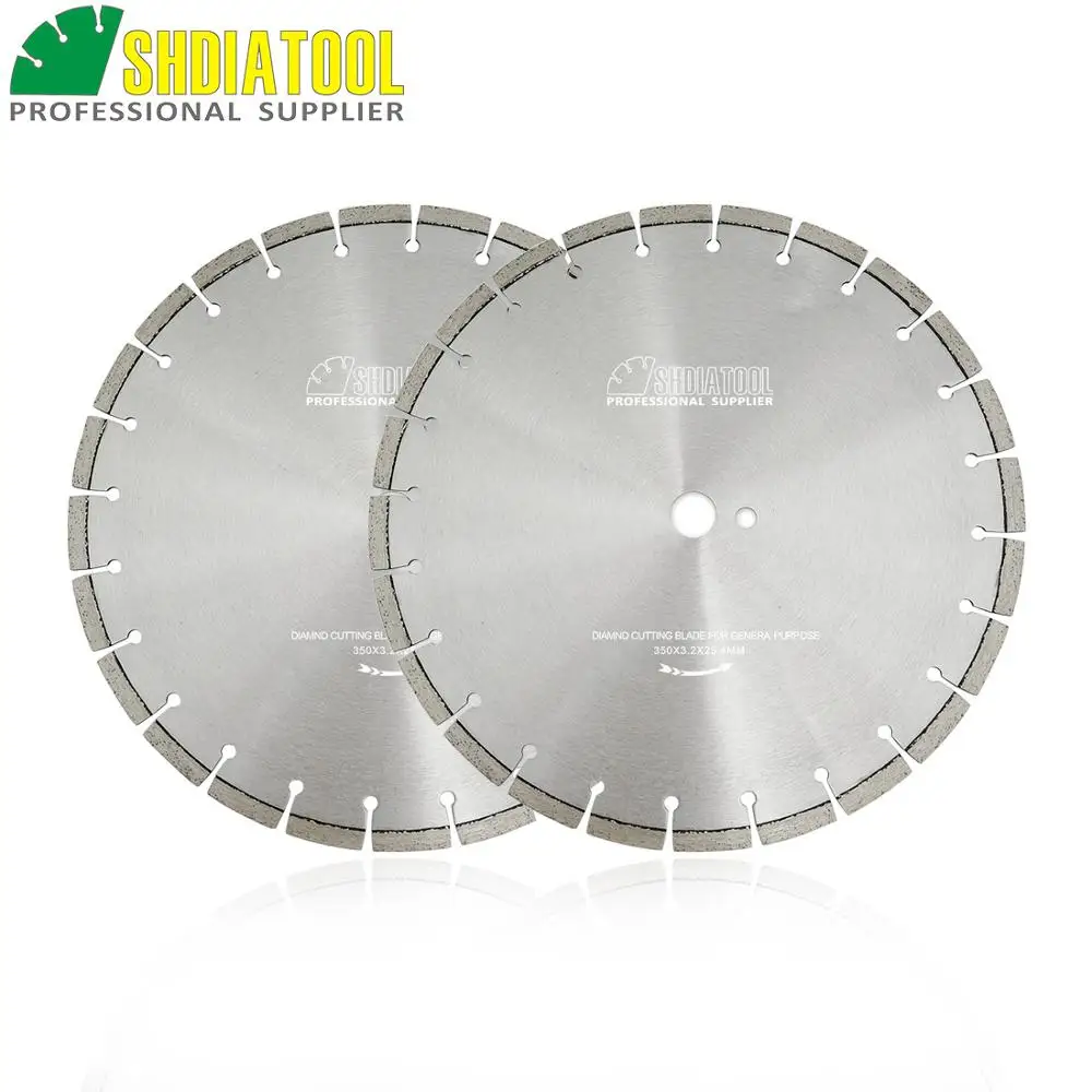 SHDIATOOL 2pcs 14inch/350MM Laser Welded Diamond Blades For Hand-held Saw Good Quality Cutting Disc Diamond Wheel Disk Saw blade