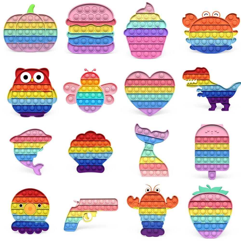 

Rainbow Push Bubble Anime Fidget Toys Children Adult Hand Game Simple Dimple Sensory Anti Stress Squeeze Relax Toys For Children