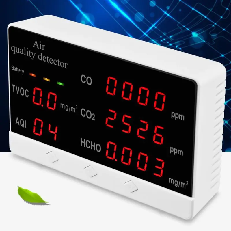 Цифровой Внутренний/наружный тестер CO/HCHO/TVOC измеритель CO2 монитор качества