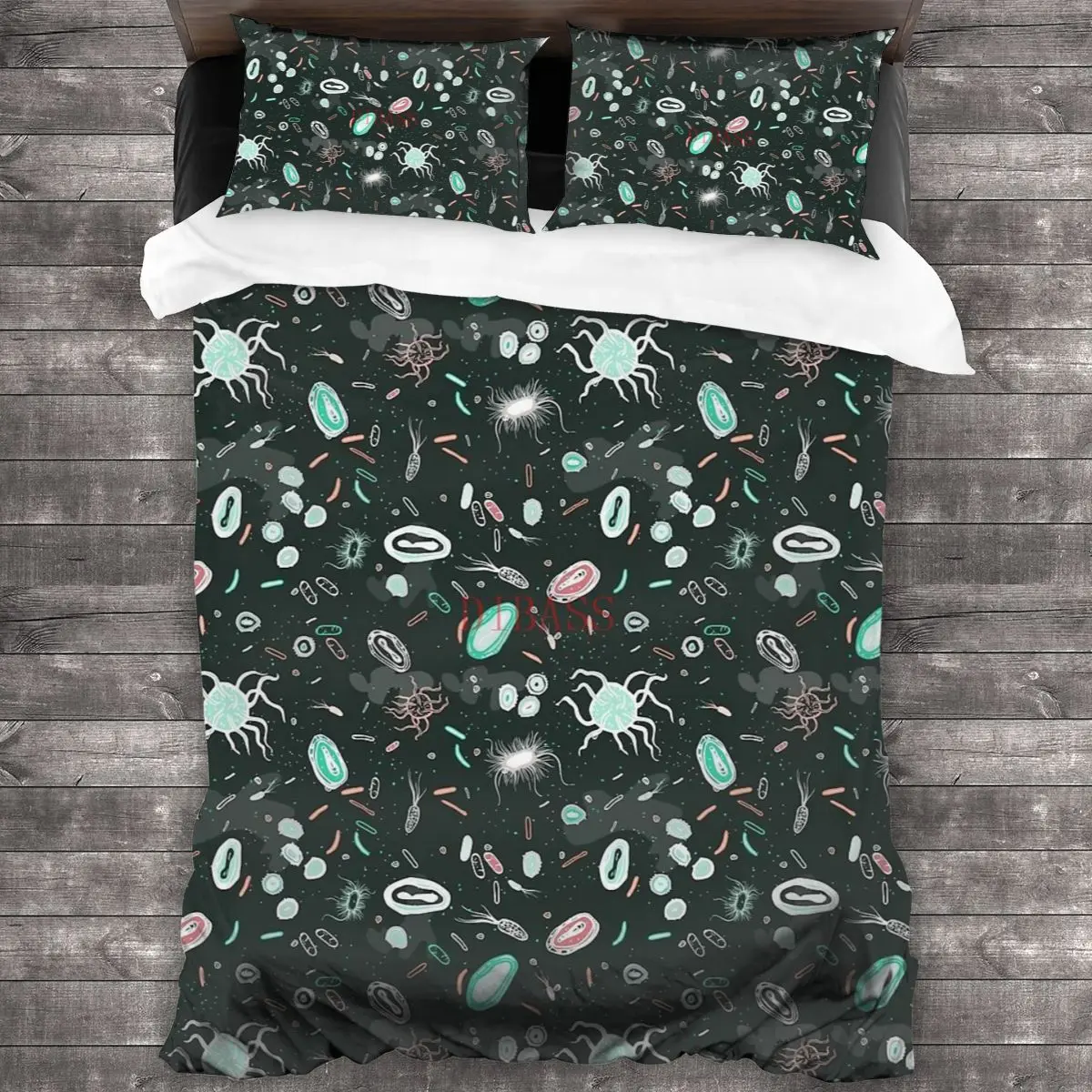 

Microbiology Soft Microfiber Comforter Set with 2 Pillowcase, Quilt Cover With Zipper Closure King Size Comforter Cover