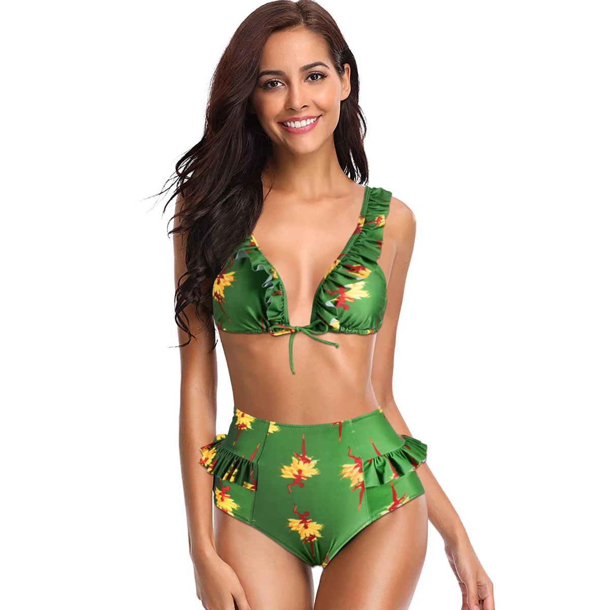 Сексуальный бикини с высокой талией женский купальник новинка 2020 открытыми