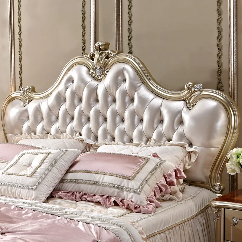 Европейская кровать 1 8 м кожаная мягкая для французской принцессы спальни