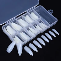 100pcsboxed oval shape false nail tips transparent natural faux ongles display palette for nails art gel design manicure tools