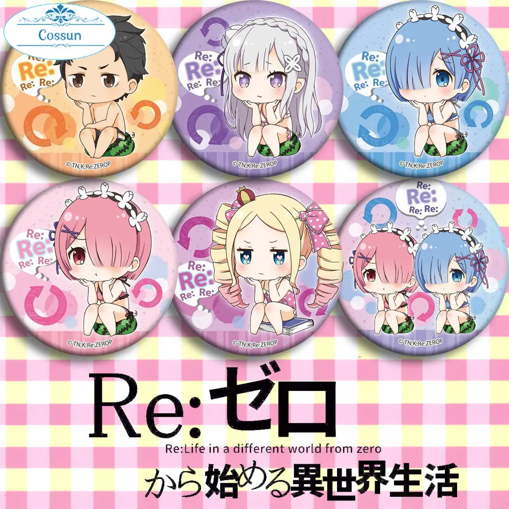 

Значки в стиле аниме «RE:ZERO» на рюкзаке, значки аниме Emilia Ram Rem, значки, значки для одежды, металлические значки для рукоделия